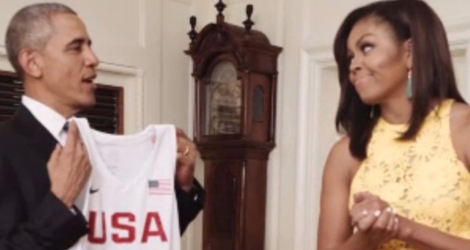 Video: President Obama and First Lady Michelle wish Team USA good luck holding Kyrie Irving&#8217;s jersey