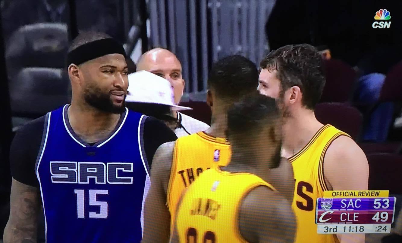 Video: DeMarcus Cousins gets mad at play review says &quot;f&#8212; you&quot; to Kevin Love