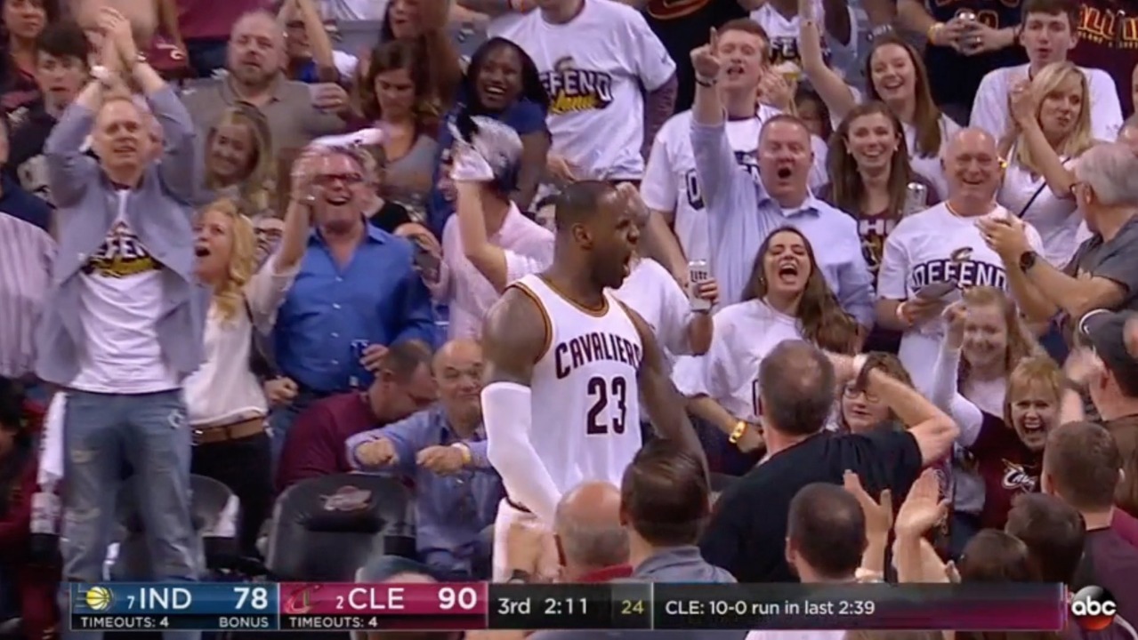 LOOK: Cavs fan has a curiously placed wet spot on his pants at Game 1 vs. Pacers