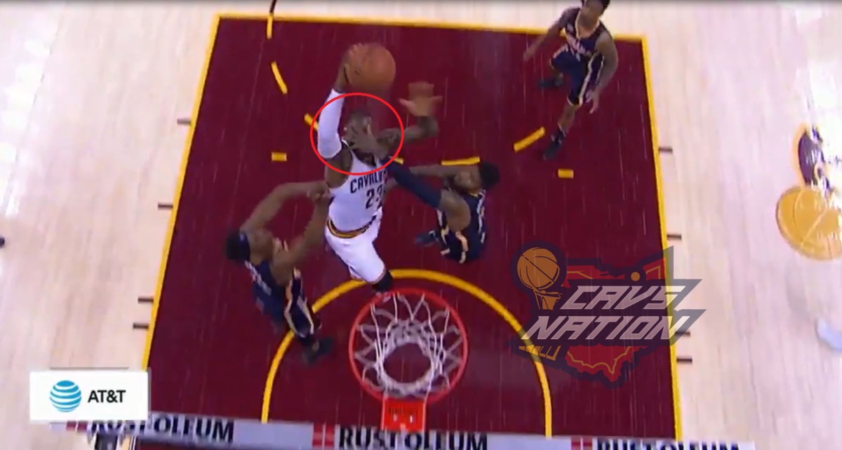 lebron dunks paul george face smack WITH LOGO