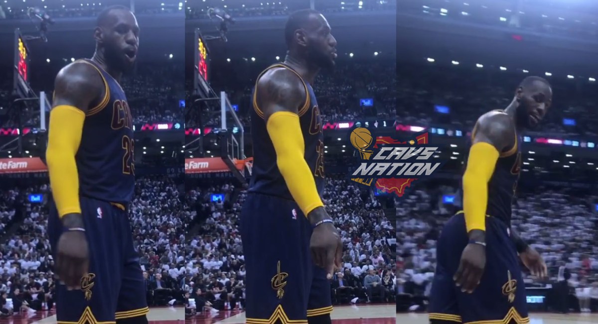 LeBron Roasts Raptors Courtside fan shoes LOGO