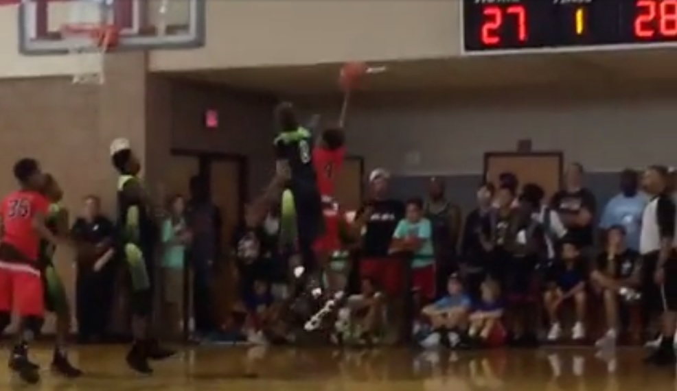 Watch: LeBron James Jr. blocks opponent&#8217;s shot at AAU tournament