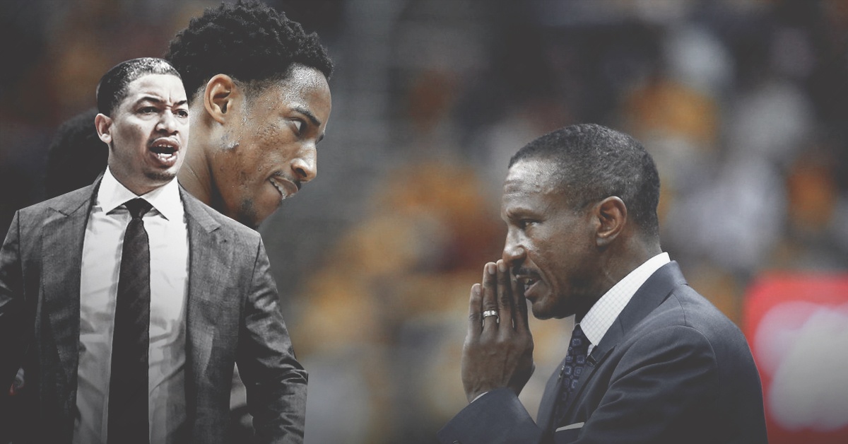 Tyronn Lue, DeMar DeRozan, Dwane Casey