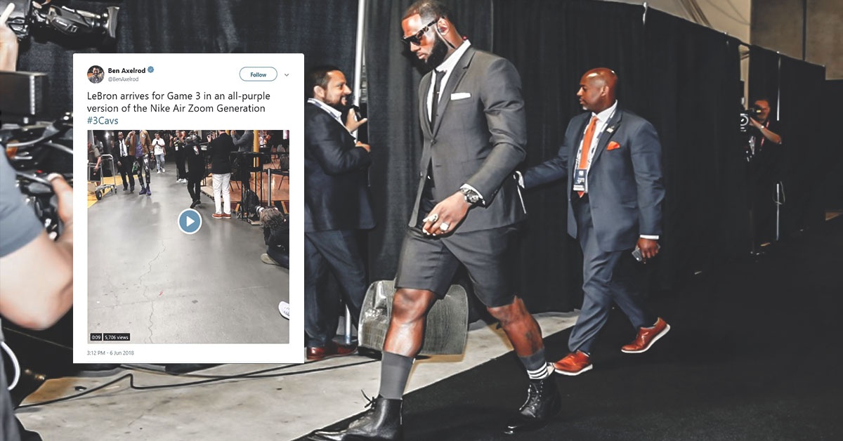 LeBron James ditches suit, rocks outfit with purple Nikes to Game 3