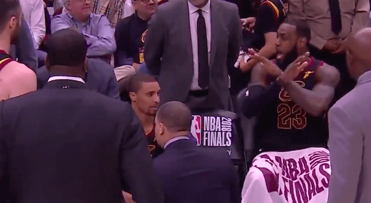 Video: Lebron James visibly upset in huddle