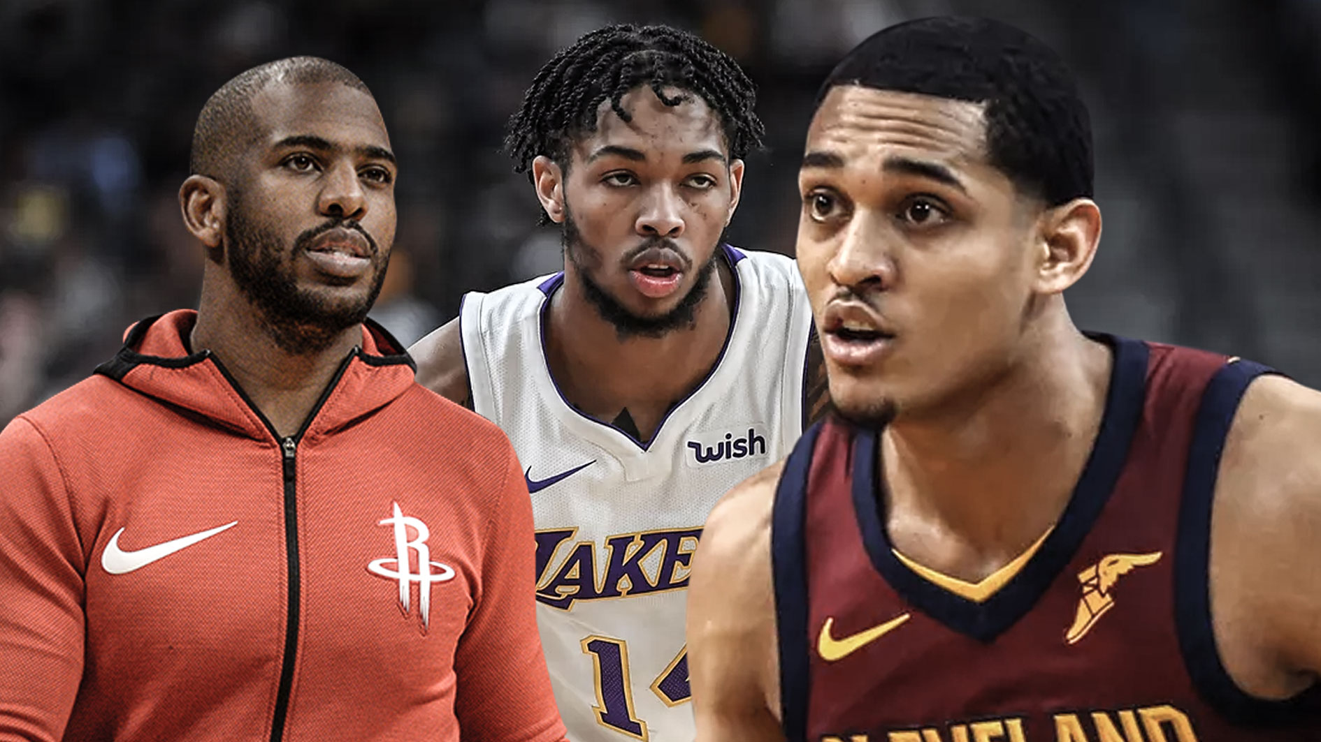 Jordan Clarkson reacts to Brandon Ingram punching Chris Paul, Rockets