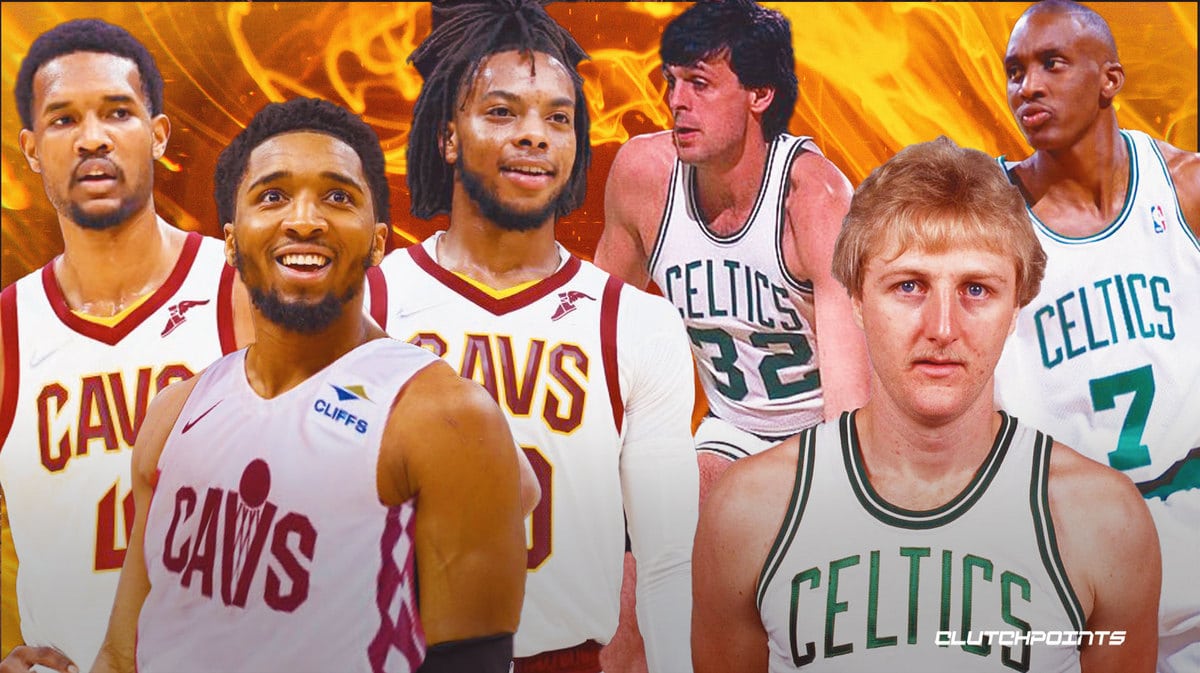 Donovan Mitchell, Darius Garland, Evan Mobley, Jarrett Allen, Larry Bird, Kevin Mchale, Dee Brown, Cavaliers, Celtics