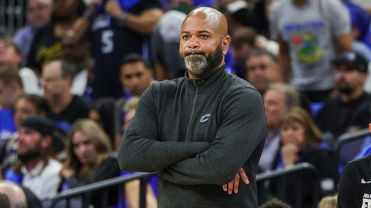 May 3, 2024; Orlando, Florida, USA; Cleveland Cavaliers head coach JB Bickerstaff looks on against the Orlando Magic during the second quarter of game six of the first round for the 2024 NBA playoffs at Kia Center. Mandatory Credit: Mike Watters-USA TODAY Sports