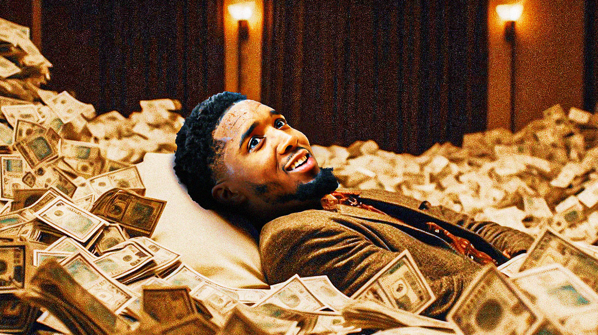 Donovan Mitchell (Cavs) surrounded by money.