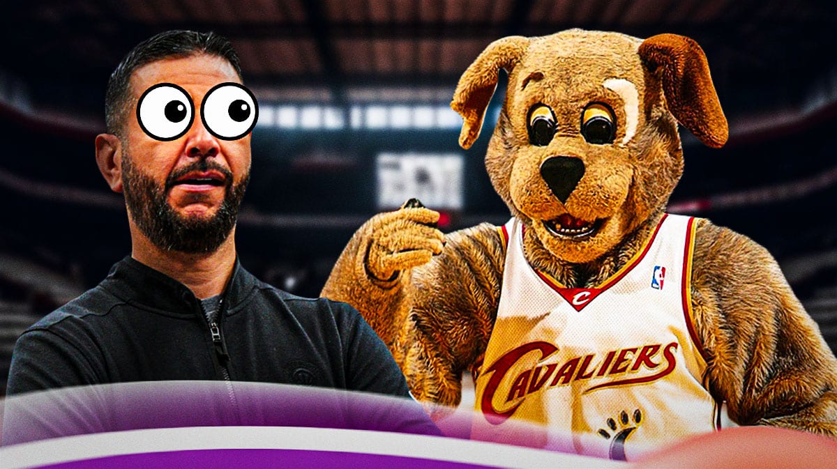 James Borrego with Moondog (Cavs mascot)