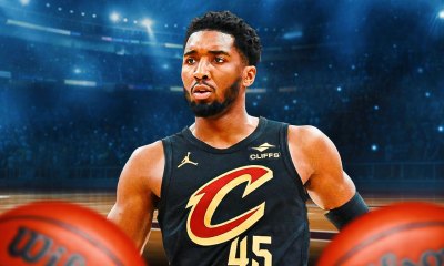 Donovan Mitchell in a Cavs jersey.