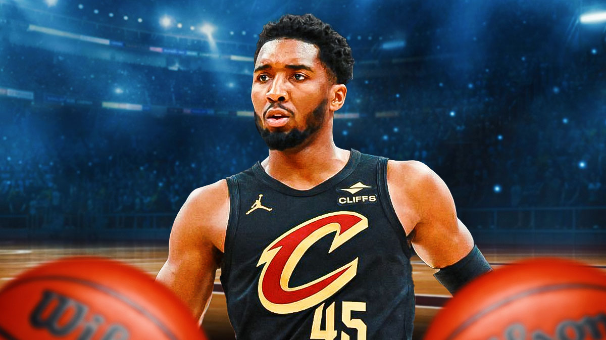 Donovan Mitchell in a Cavs jersey.