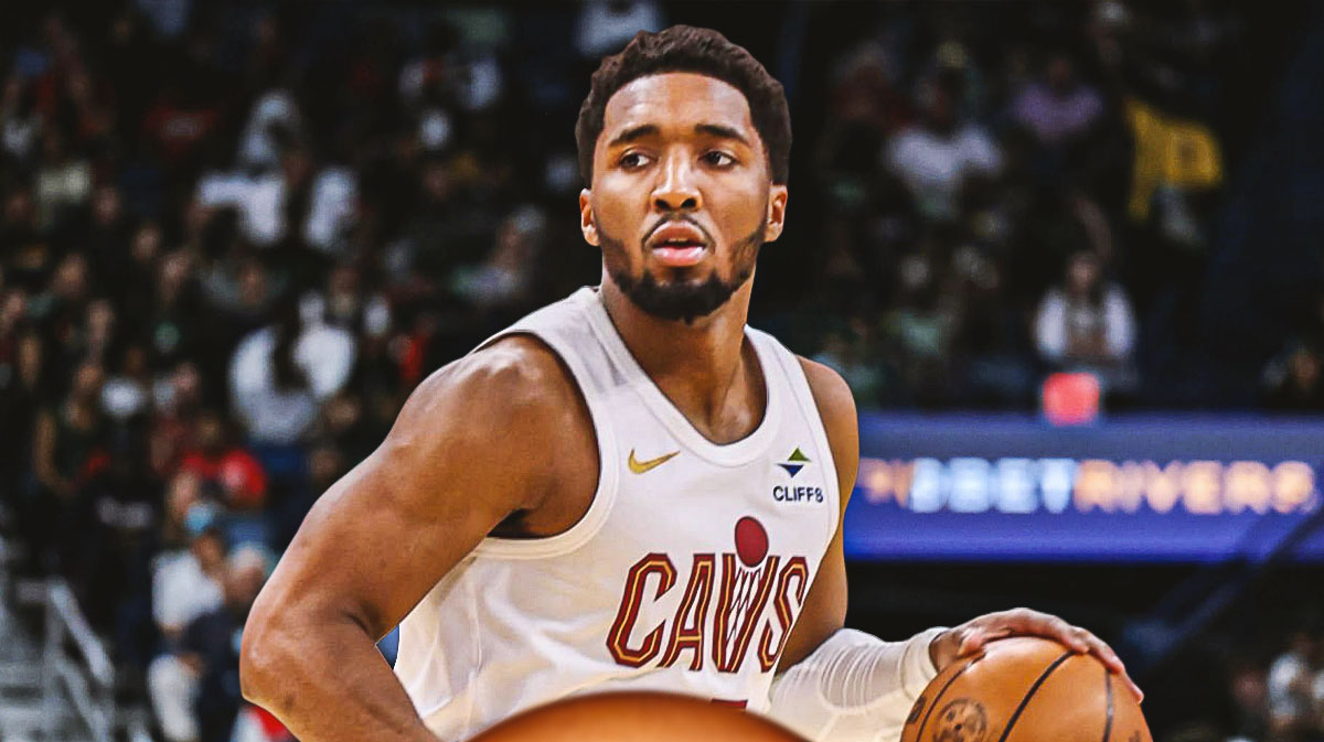 Donovan Mitchell in a Cavs jersey.