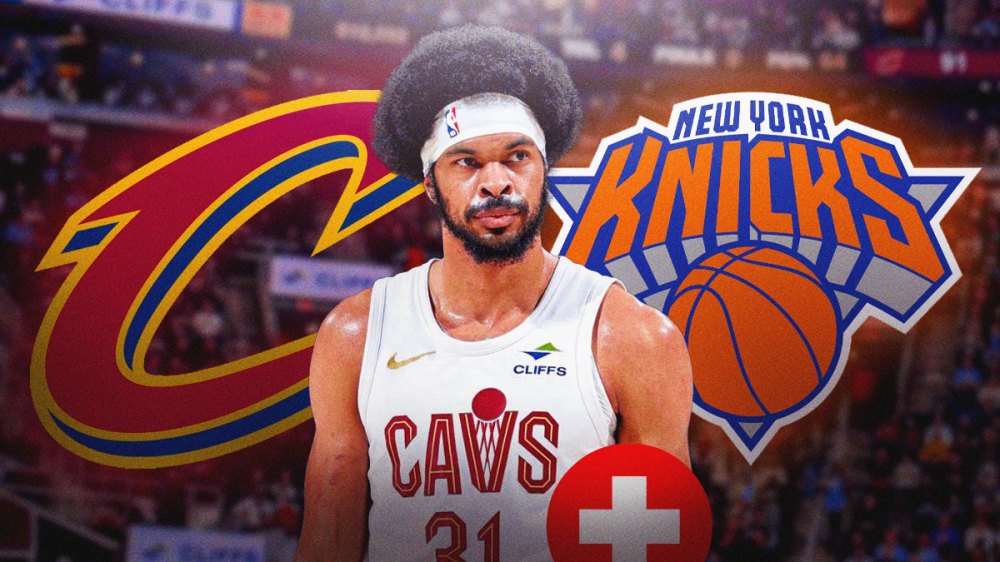 Jarrett Allen, Cavaliers and Knicks logos, injury symbols