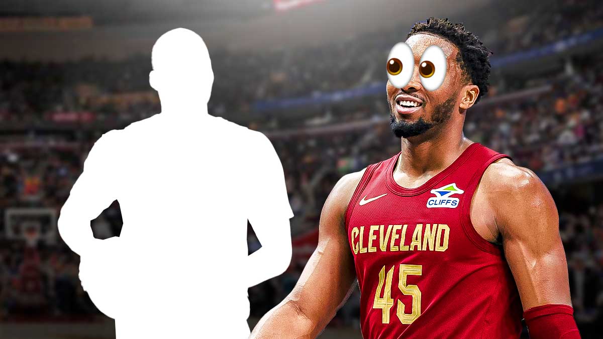 Donovan Mitchell (Cavs) with eyes emoji and looking in the direction of a silhouette of Javonte Green (