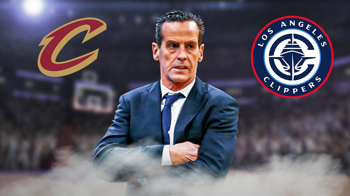 Kenny Atkinson, Cavaliers and LA Clippers logos, warning symbols