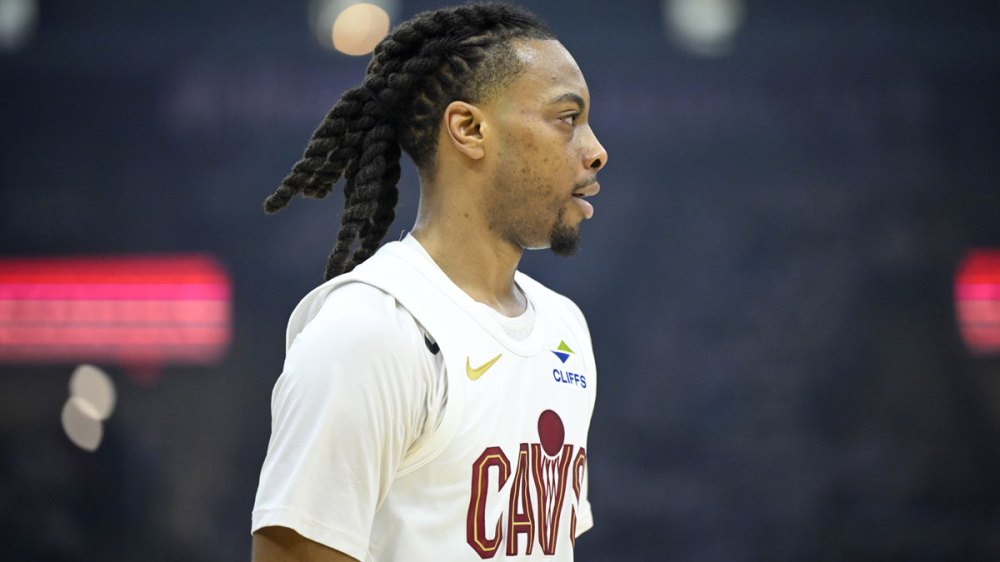 Cleveland Cavaliers guard Darius Garland (10) stands on the court in the first quarter against the Miami Heat at Rocket Arena.