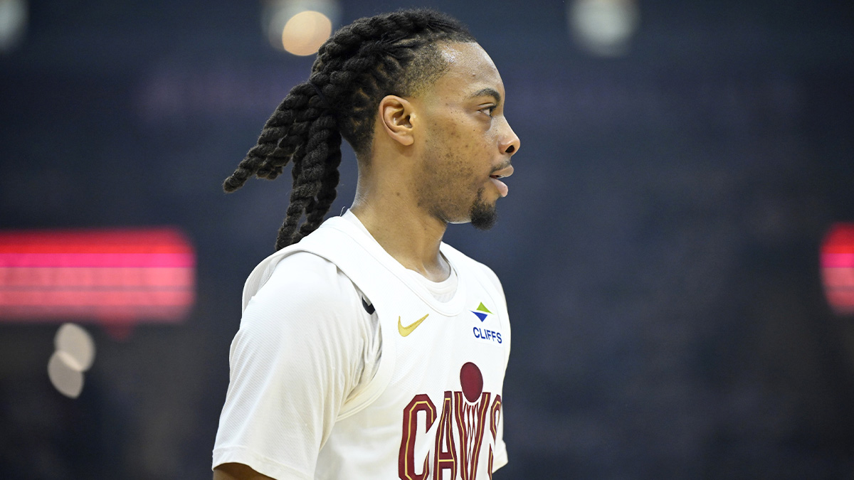 Cleveland Cavaliers guard Darius Garland (10) stands on the court in the first quarter against the Miami Heat at Rocket Arena.