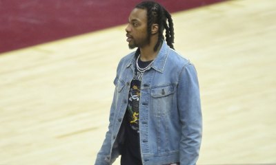 Cavaliers guard Darius Garland (10) stands on the court in the fourth quarter during game two of the second round of the 2025 NBA Playoffs against the Indiana Pacers at Rocket Arena with ESPN Brian Windhorst in the background