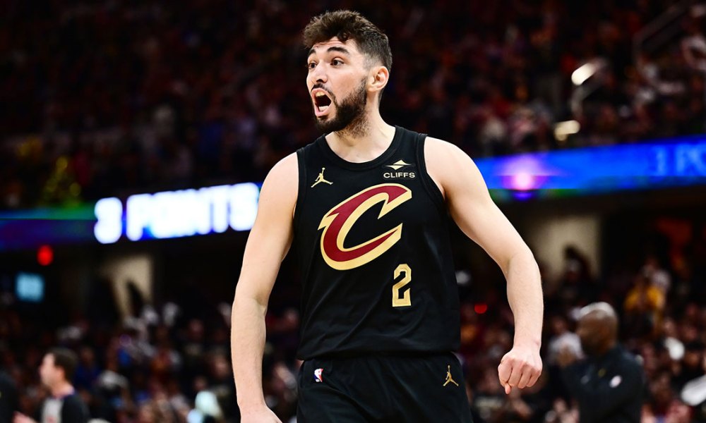 Cavaliers guard Ty Jerome (2) reacts during the second half against the Indiana Pacers in game five of the second round for the 2025 NBA Playoffs at Rocket Arena