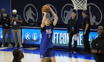 Cooper Flagg (51) participates in the 2025 NBA Draft Combine at Wintrust Arena.