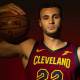 Cavaliers forward Larry Nance Jr. (22) poses during Cavs Media Day at Cleveland Clinic Courts with Lakers' Bronny James in the background