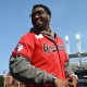 Claviers Donovan Mitchell before the game between the Detroit Tigers and the Cleveland Guardians during game five of the ALDS for the 2024 MLB Playoffs at Progressive Field with Guardians' Jose Ramirez in the background