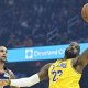 Los Angeles Lakers forward LeBron James (23) catches a pass beside Cleveland Cavaliers guard Jaylon Tyson (20) in the first quarter at Rocket Arena.