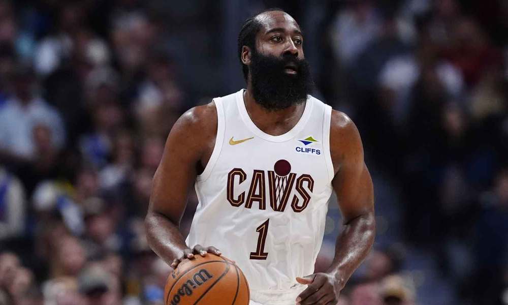 Cleveland Cavaliers guard James Harden (1) during the second quarter against the Denver Nuggets at Ball Arena.