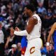 Cleveland Cavaliers guard Donovan Mitchell (45) celebrates defeating the Denver Nuggets at Ball Arena.