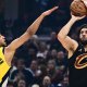 Cleveland Cavaliers guard Max Strus (1) shoots over the defense of Indiana Pacers guard Tyrese Haliburton (0) during the first quarter of game five of the second round for the 2025 NBA Playoffs at Rocket Arena.