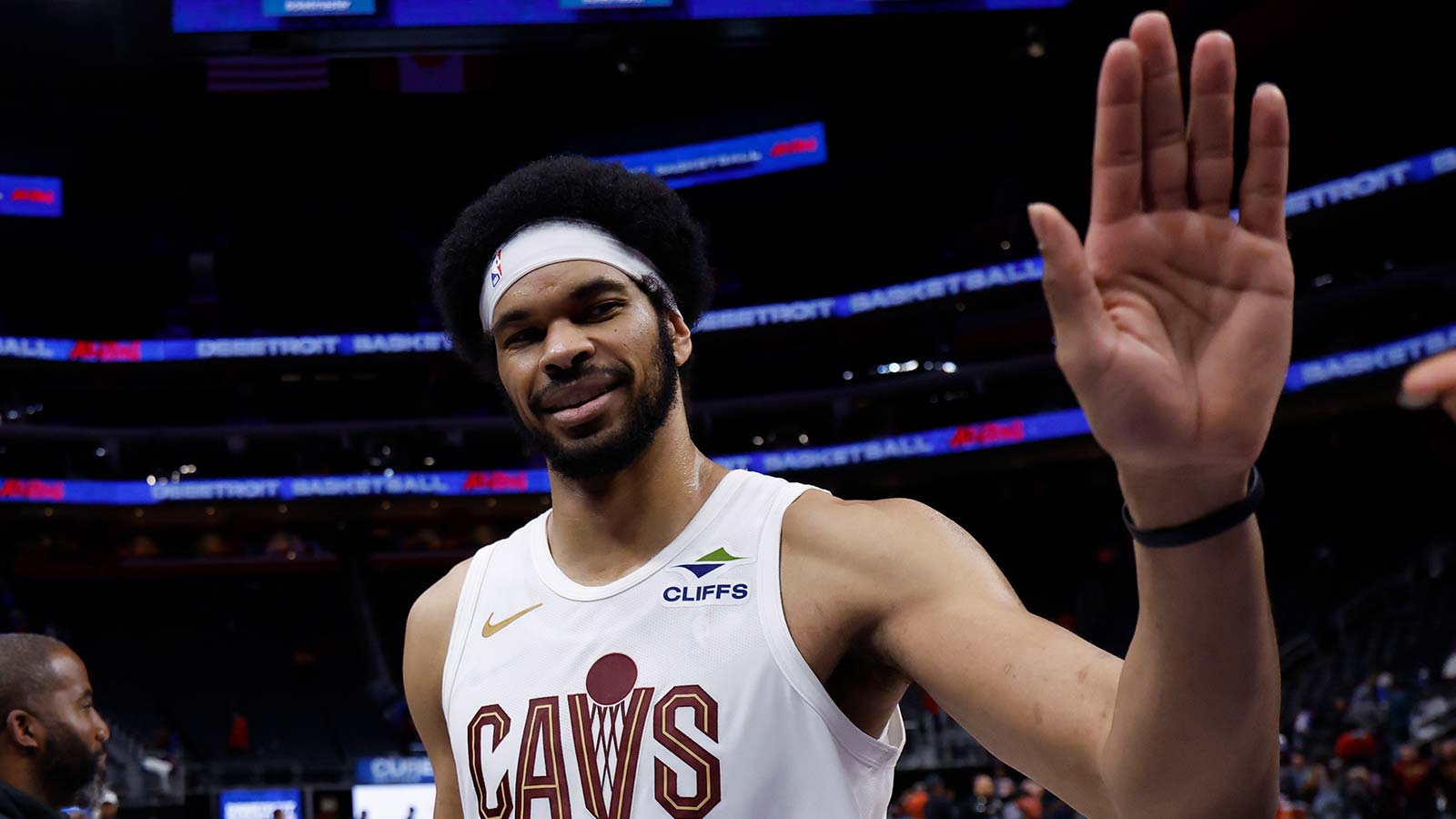 Cleveland Cavaliers center Jarrett Allen (31) walks off the court after game five of the second round of the 2026 NBA Playoffs against the Detroit Pistons at Little Caesars Arena.
