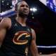 Cleveland Cavaliers center Evan Mobley (4) reacts in the first half against the Detroit Pistons during game two of the second round of the 2026 NBA Playoffs at Little Caesars Arena.