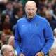 Dallas Mavericks head coach Jason Kidd reacts during the second half against the Cleveland Cavaliers at American Airlines Center.
