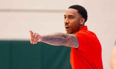 Pike High School head coach Jeff Teague gestures during the first half of a Metropolitan Interscholastic Conference championship basketball game against Lawrence North High School, Friday, Feb. 20, 2026, at Lawrence North High School.