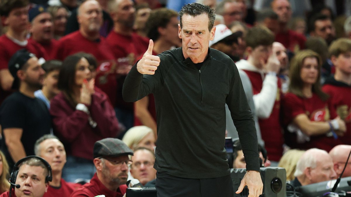 Cleveland Cavaliers head coach Kenny Atkinson reacts in the second quarter against the New York Knicks during game three of the eastern conference finals for the 2026 NBA playoffs at Rocket Arena.