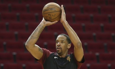 Cleveland Cavaliers forward Channing Frye (9) warms up before playing against the Houston Rockets at Toyota Center. Mandatory Credit: Thomas B. Shea-USA TODAY Sports