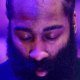 Cleveland Cavaliers guard James Harden (1) listens to the national anthem before the game between the Cavaliers and the Indiana Pacers at Rocket Arena.