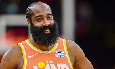Cleveland Cavaliers guard James Harden (1) during a free throw attempt during the second half against the Orlando Magic at Rocket Arena.
