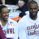 LeBron James and Channing Frye having a light moment
