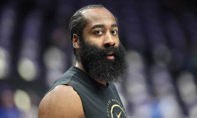 Cleveland Cavaliers guard James Harden (1) warms up before the game against the Dallas Mavericks at American Airlines Center.