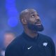 Los Angeles Lakers forward LeBron James (23) stands on the court before a game against the Cleveland Cavaliers at Rocket Arena.