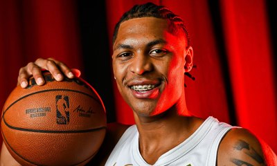 Cleveland Cavaliers guard Meleek Thomas (15) poses for a photo during media day at Rocket Arena.