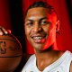 Cleveland Cavaliers guard Meleek Thomas (15) poses for a photo during media day at Rocket Arena.