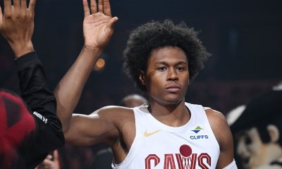 Cleveland Cavaliers guard Peyton Watson (8) is introduced before the game between the Cleveland Cavaliers and the Orlando Magic at Rocket Arena.